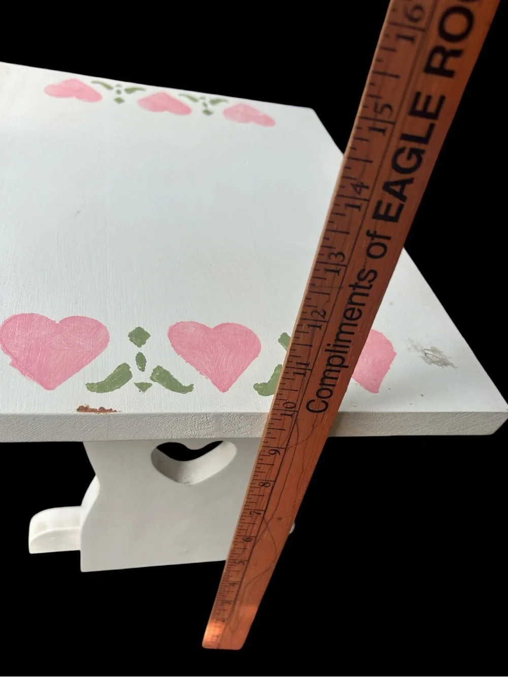 Vintage White and Pink Heart Doll-Size Table and Chairs Set